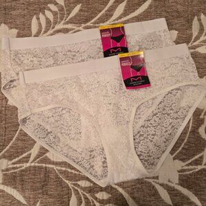 NWT - Maidenform DM204C Stretch Perfect Lace Briefs 2-Count - Size Medium